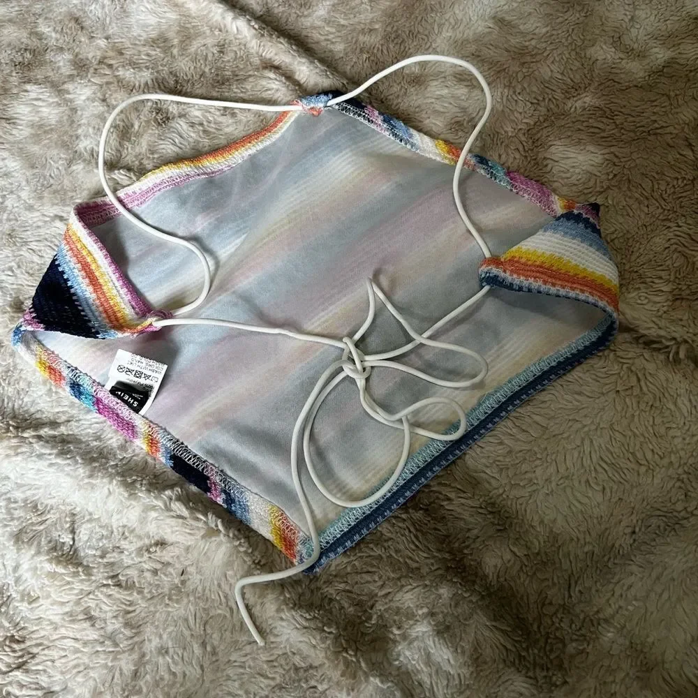 SHEIN Striped Backless Bandana Crop Top - Picture 5 of 7